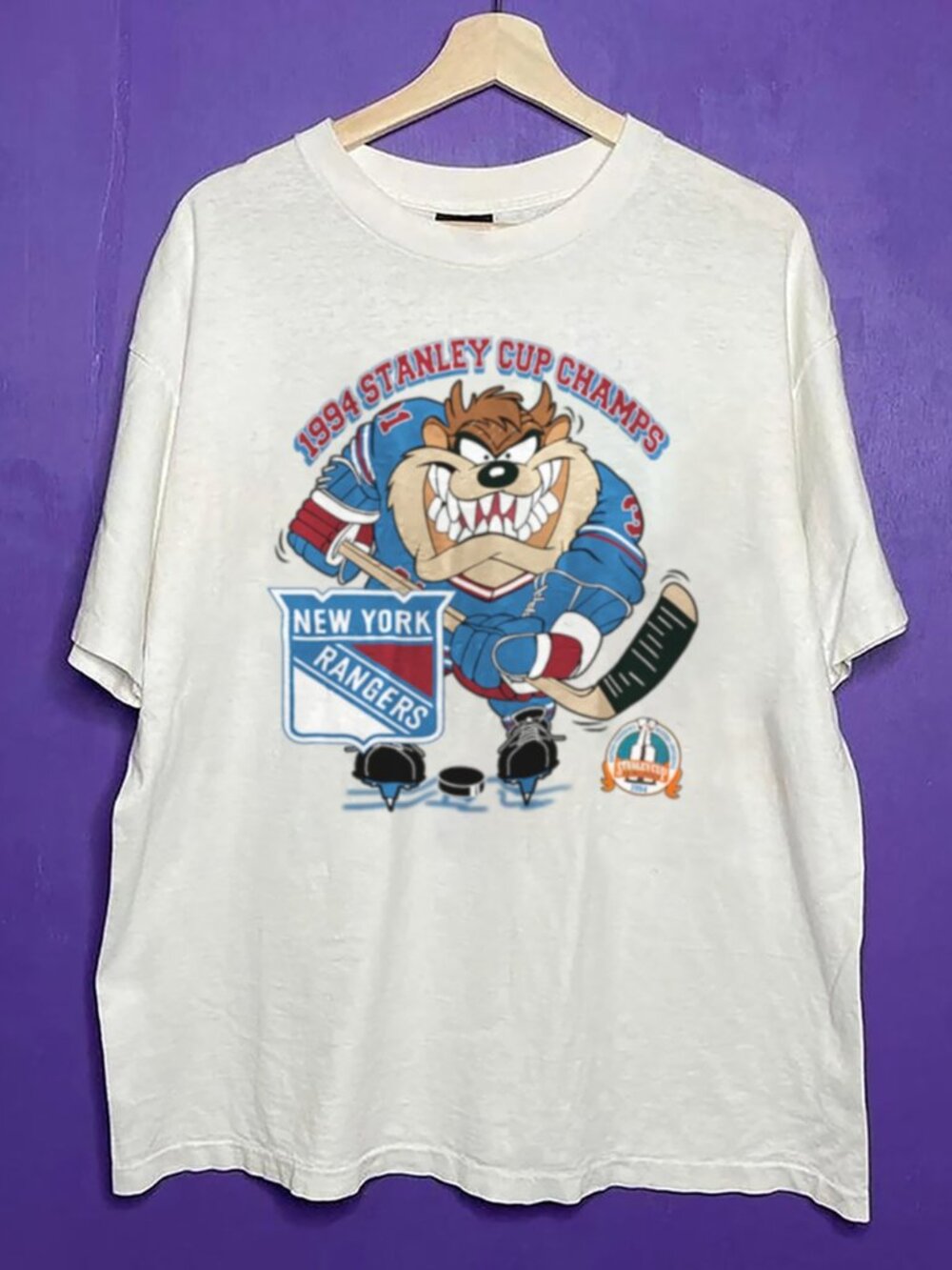 90S Vintage New York Rangers Hockey Shirt, NHL NY Rangers Looney Tunes Shirt Tee